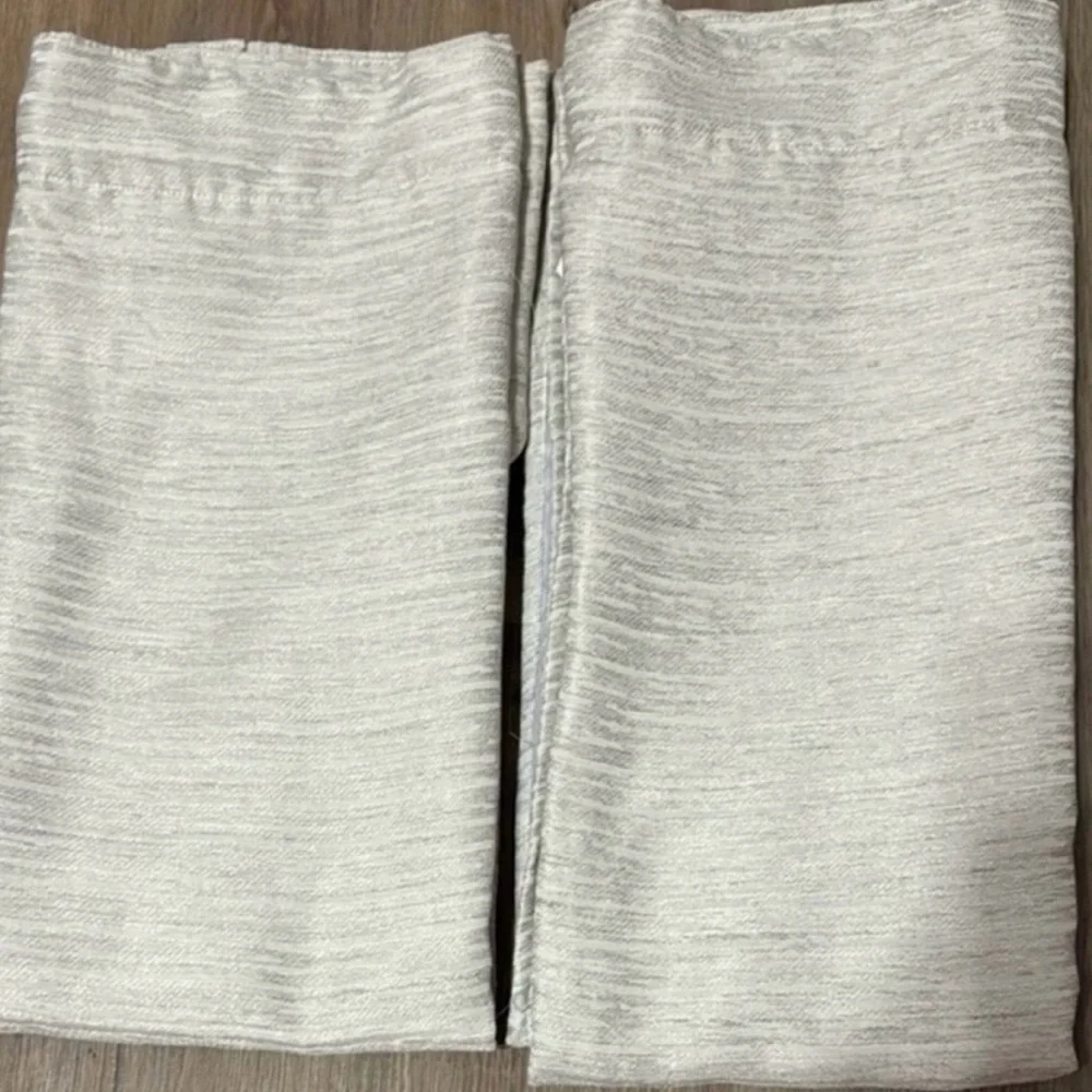 Teagan Tully Neutral Textured Blackout Curtains 37x84 Set of two panels EUC